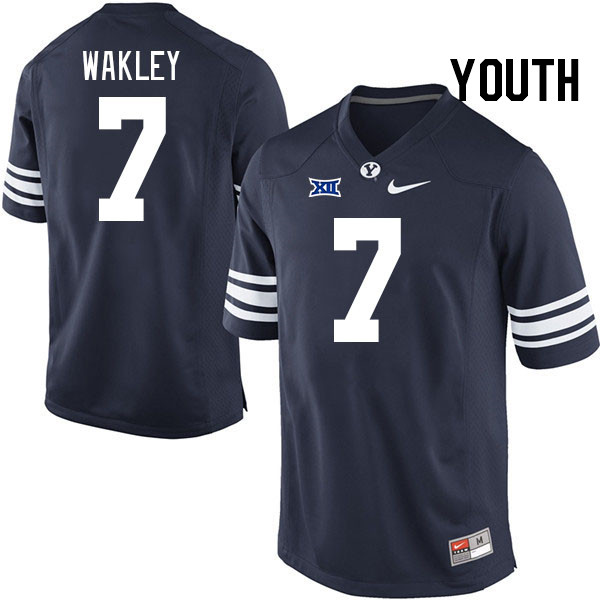 Youth #7 Crew Wakley BYU Cougars College Football Jerseys Stitched Sale-Navy